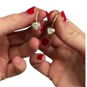 Lauren G‎ Adams Gold Heart Earrings with Swarovski Stones NWT